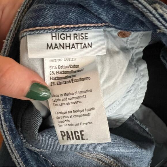 Paige High Rise Manhattan Bootcut Jeans in Spritz Distressed - Picture 6 of 8